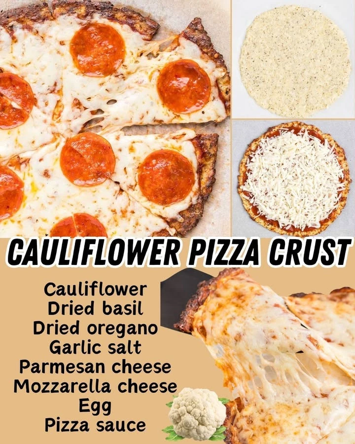 A slice of cauliflower pizza crust topped with fresh vegetables and cheese