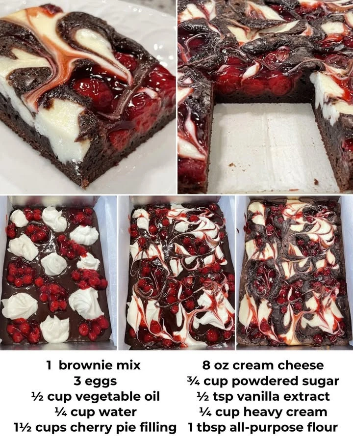 Delicious cherry cheesecake brownies with creamy cheese and rich chocolate flavor
