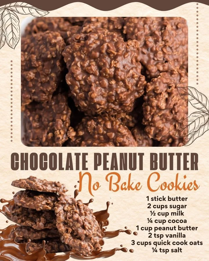 Chocolate Peanut Butter No Bake Cookies