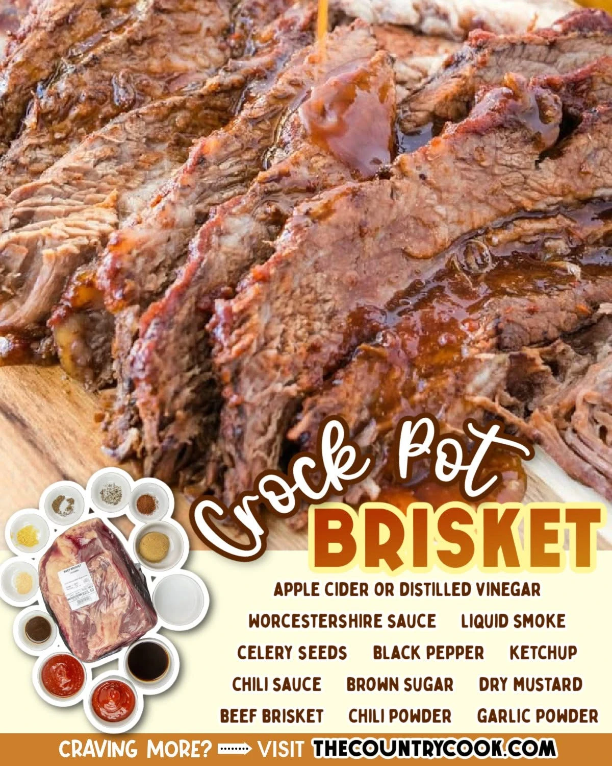 Delicious Crock Pot BBQ Beef Brisket served with sides