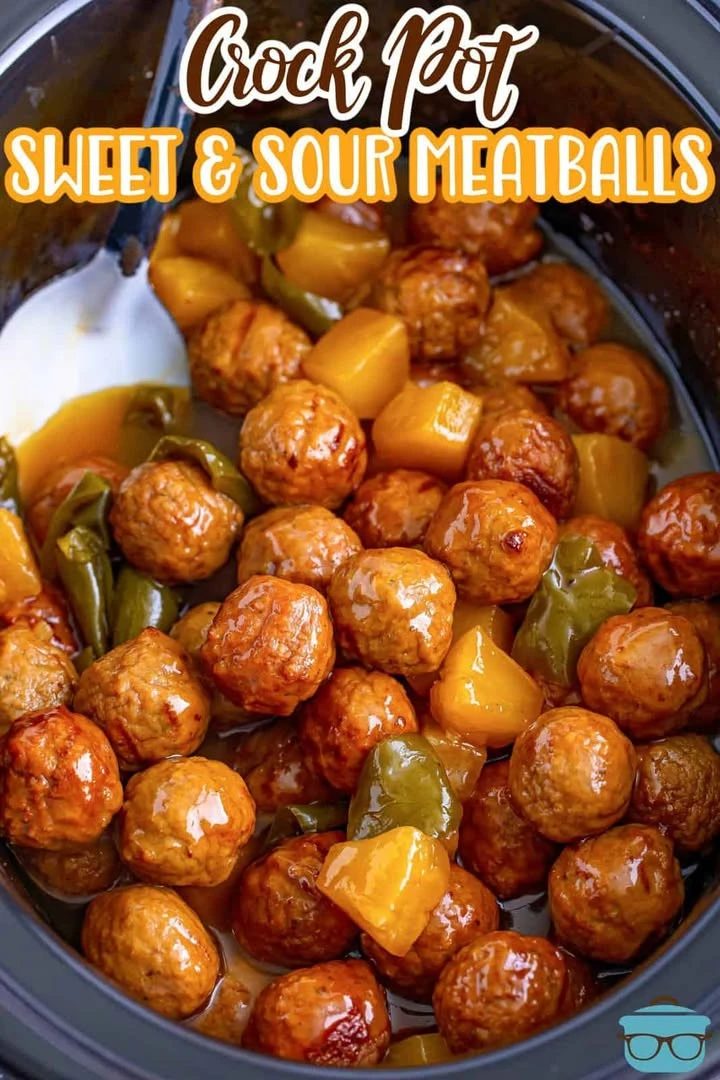 Crock Pot sweet and sour meatballs served in a bowl