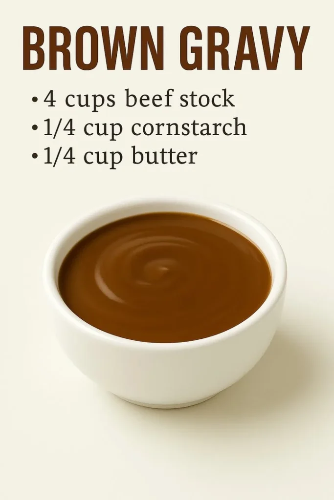 Delicious homemade easy beef brown gravy poured over mashed potatoes