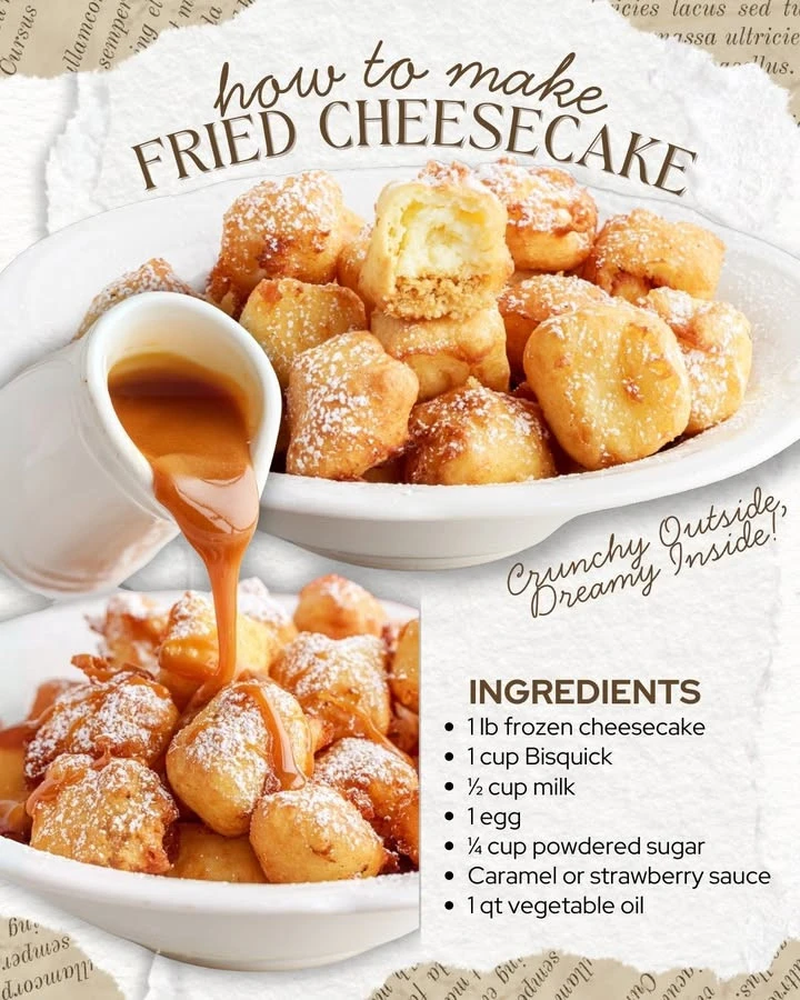 Delicious fried cheesecake served with a drizzle of chocolate sauce on top