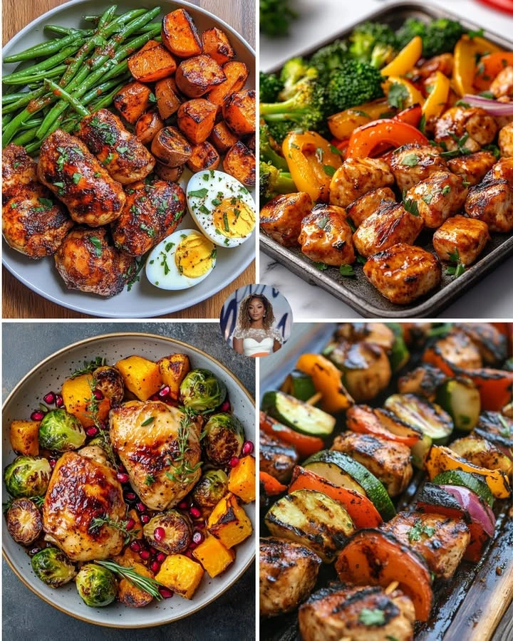 Smoky paprika chicken served with colorful roasted veggies on a plate.