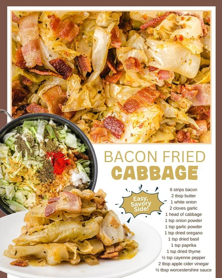 Delicious Southern fried cabbage served as a comfort food side dish.
