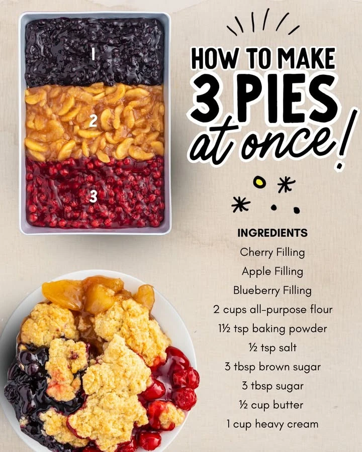 Three Fruit Pies in One Pan