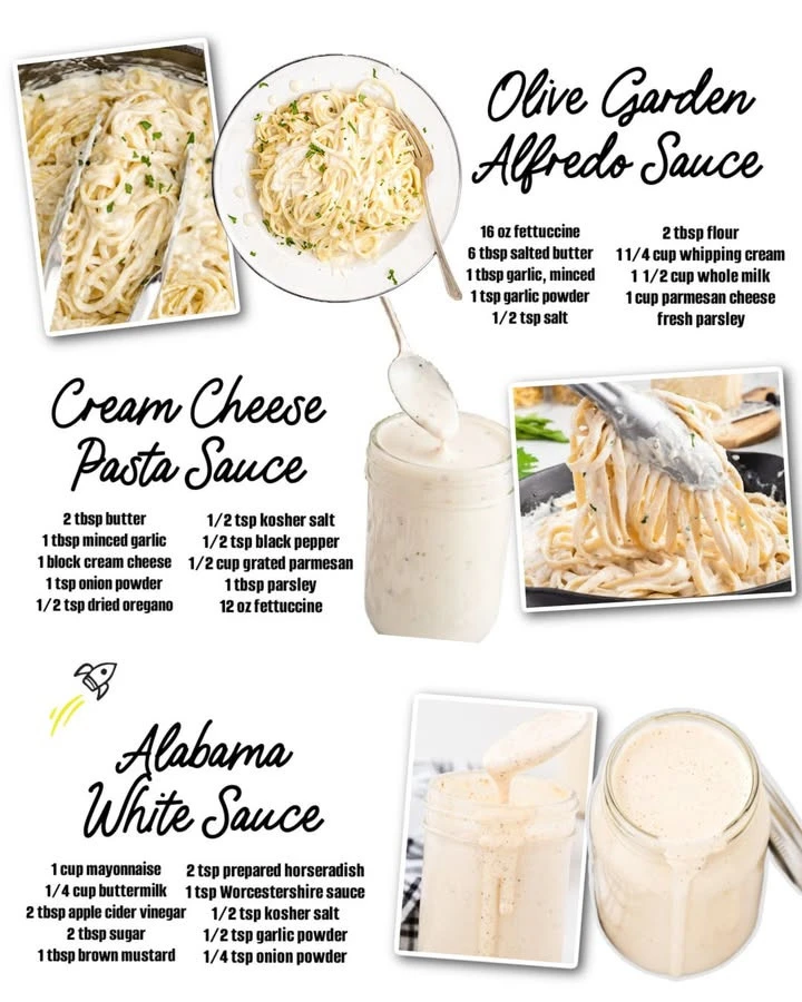 White Pasta Sauce 3 Ways