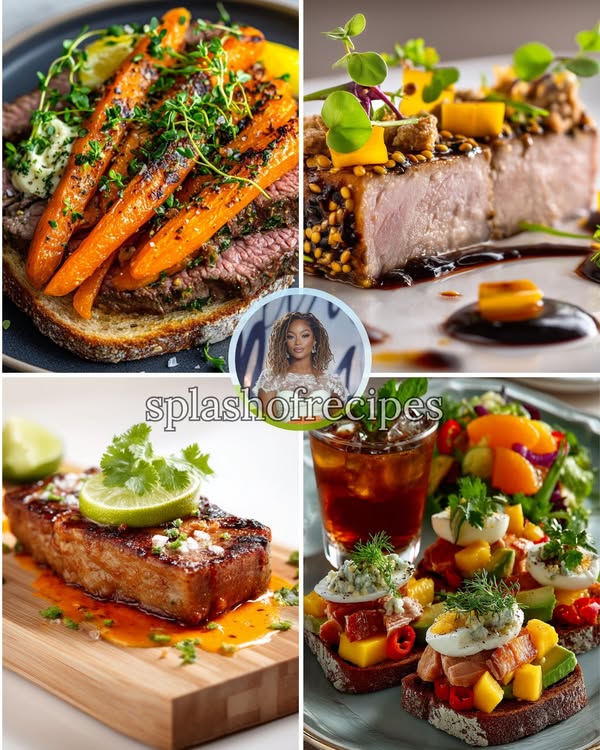 Lemon Herb Beef with Roasted Carrots on Toast
