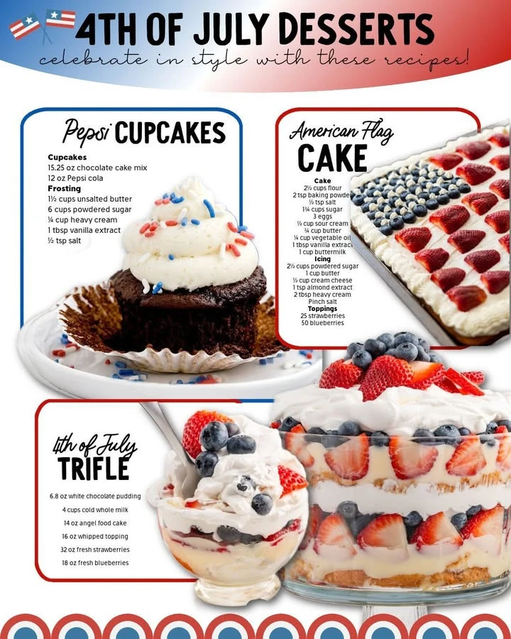 Colorful July desserts for 4th of July celebrations