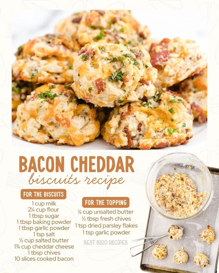 Golden brown Bacon Cheddar Biscuits fresh from the oven