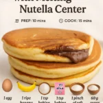 Delicious banana pancakes with Nutella melting at the center