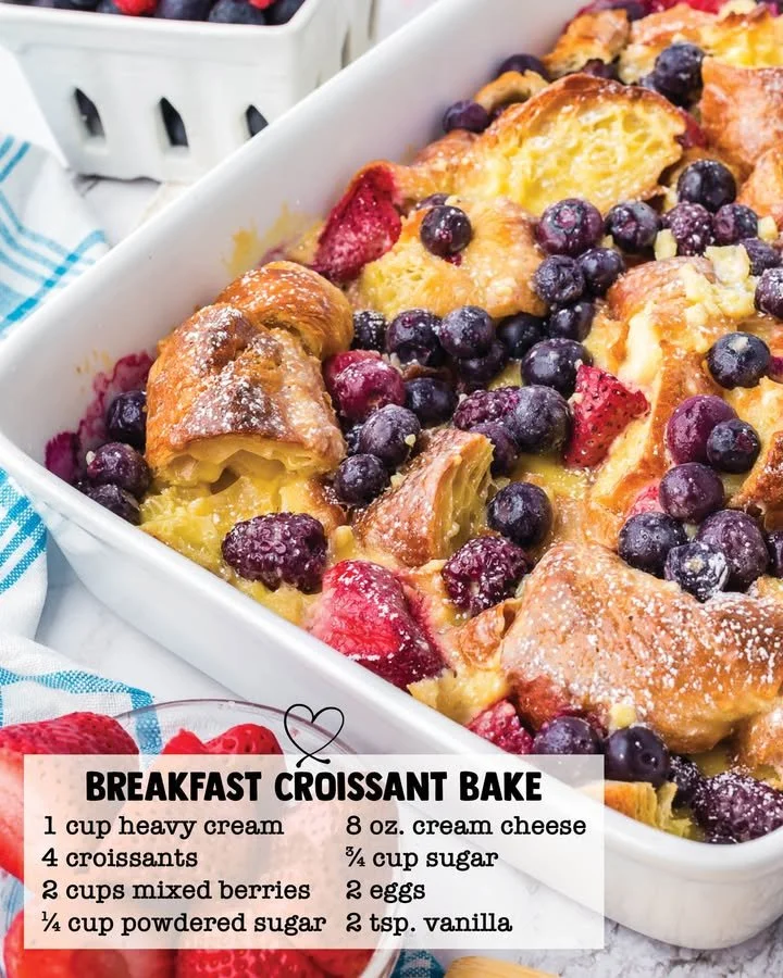 Delicious Berry Croissant Bake with fresh berries and flaky croissant layers