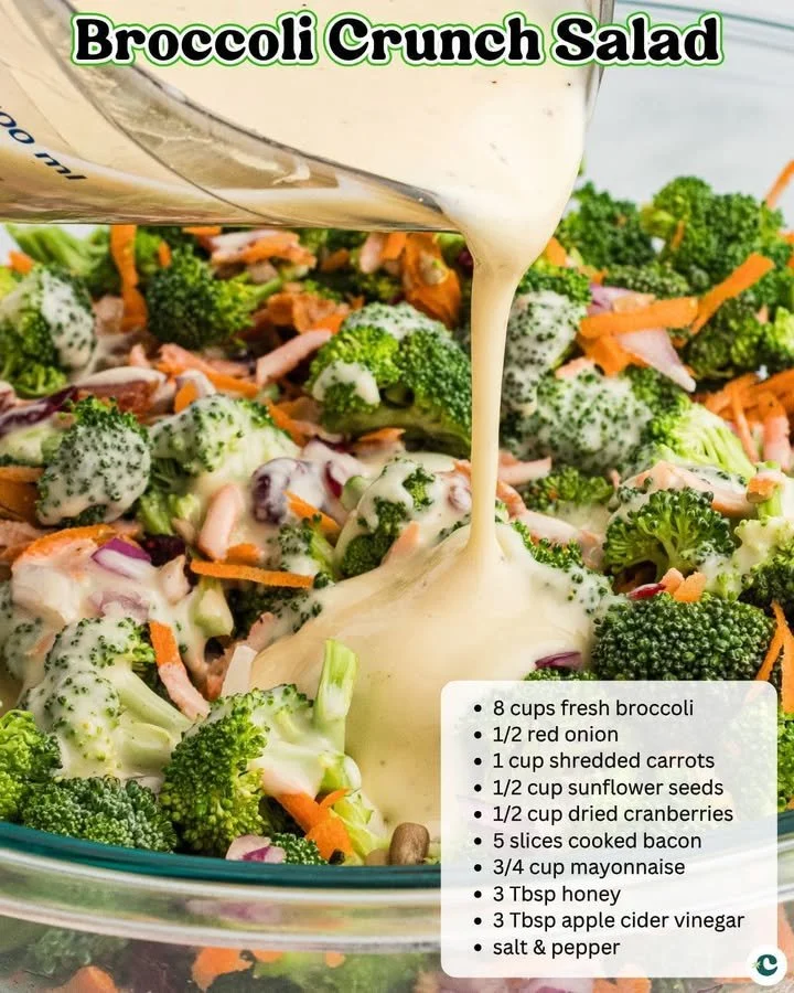 Colorful Broccoli Crunch Salad with nuts and veggies in a bowl