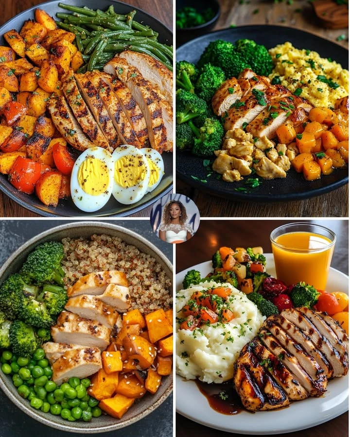 Cajun chicken served with roasted sweet potatoes on a plate.