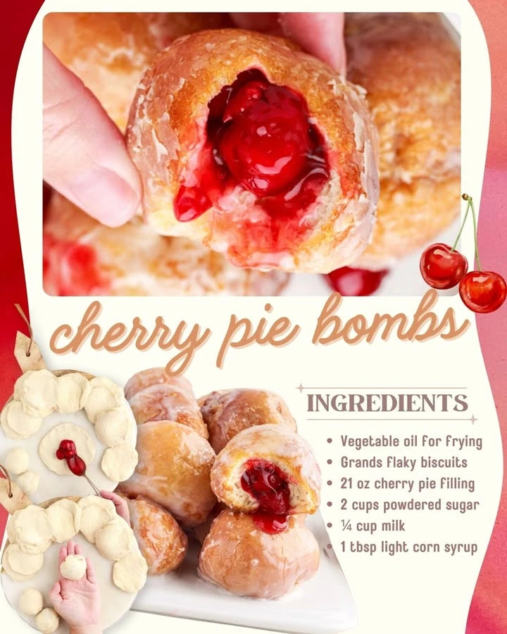 Delicious cherry pie bombs with flaky crust and cherry filling