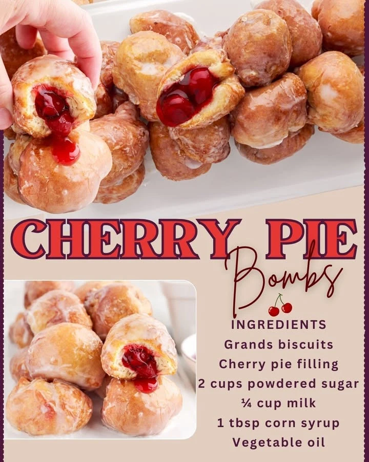 Delicious Cherry Pie Bombs served on a plate, showcasing flaky crust and cherry filling.
