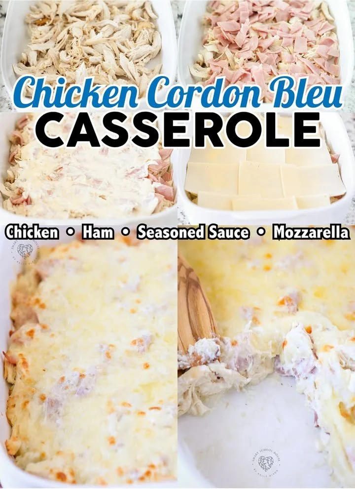 Delicious Chicken Cordon Bleu Casserole served in a baking dish