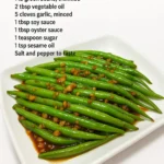 Plate of Chinese garlic green beans stir-fried with garlic and spices