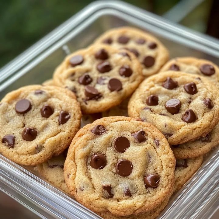 Freshly baked classic chocolate chip cookies on a cooling rack