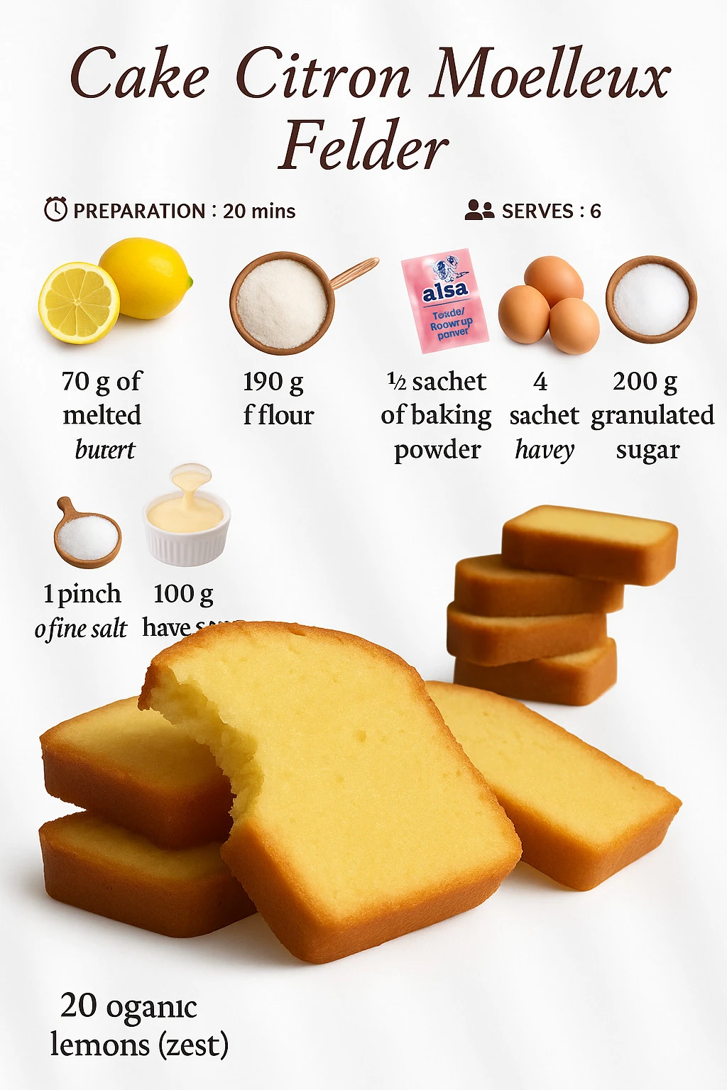 Delicious condensed milk and lemon cake with a garnish of lemon slices.