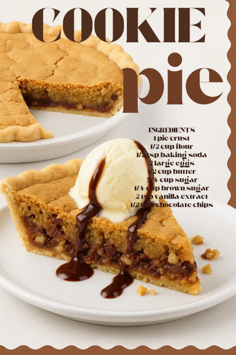 Delicious homemade Cookie Pie served with chocolate chips and nuts