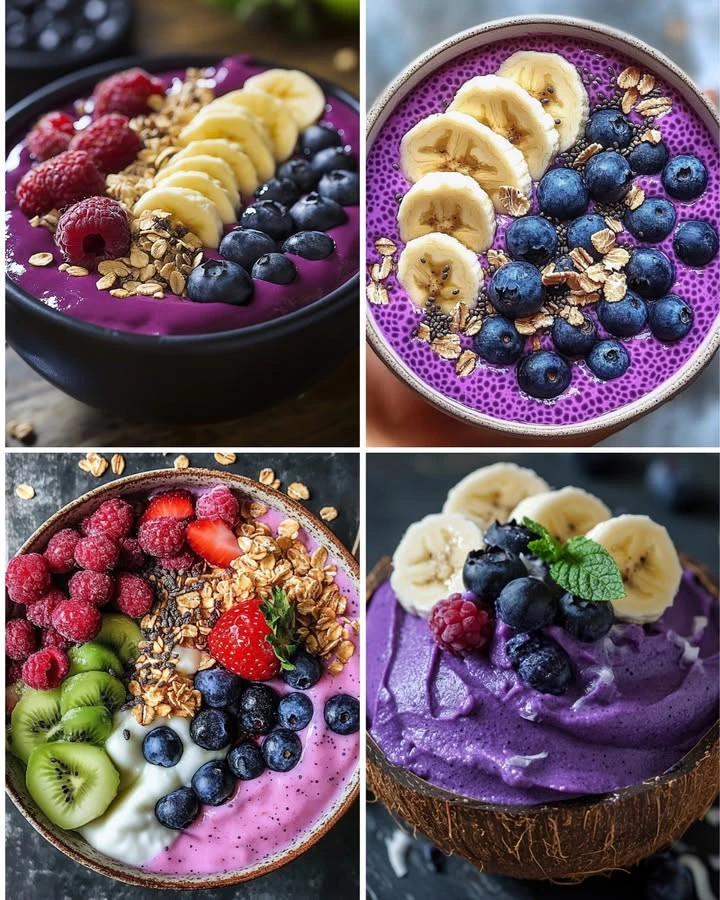 Creamy kiwi blueberry yogurt bowl topped with fresh fruits and granola.