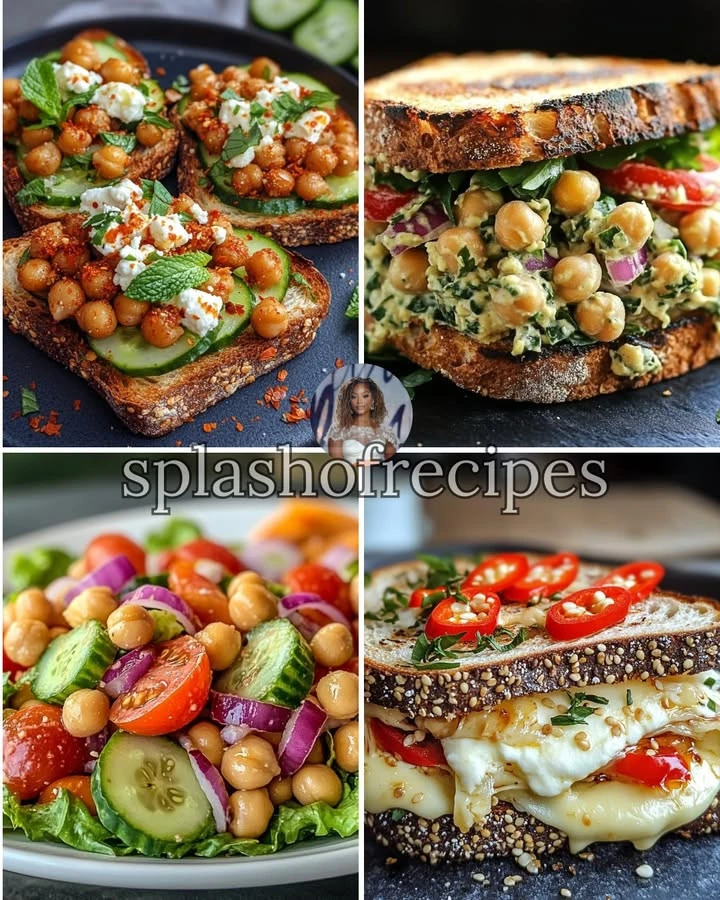 Crispy chickpea toast topped with spicy feta, served on a wooden plate.