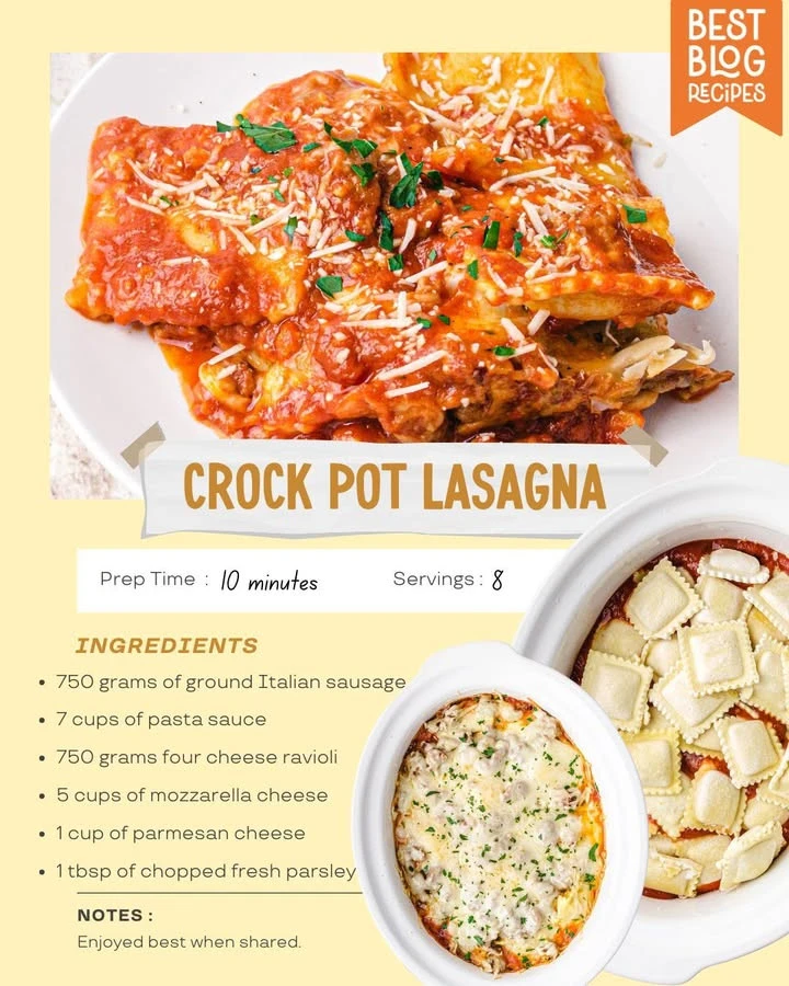 Crock Pot lazy lasagna served on a plate with melted cheese