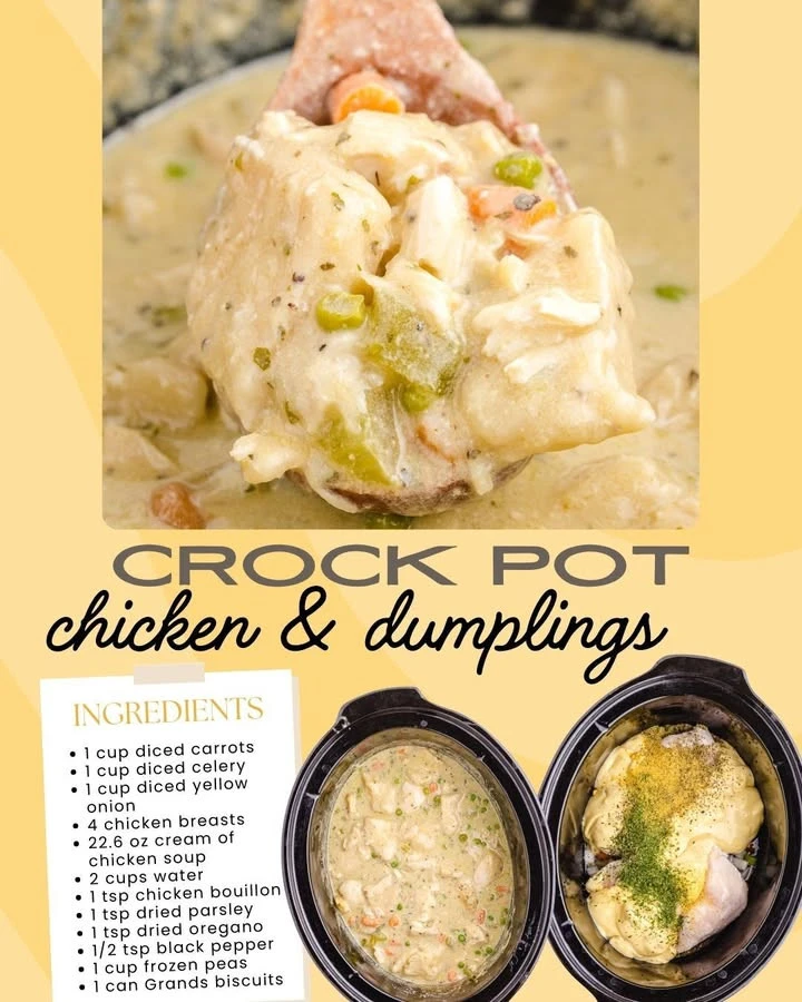 Delicious Crockpot Chicken and Dumplings served in a bowl.