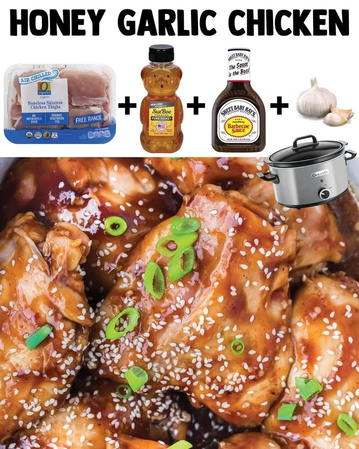 Crockpot Honey Garlic Chicken cooked to perfection with a sweet glaze