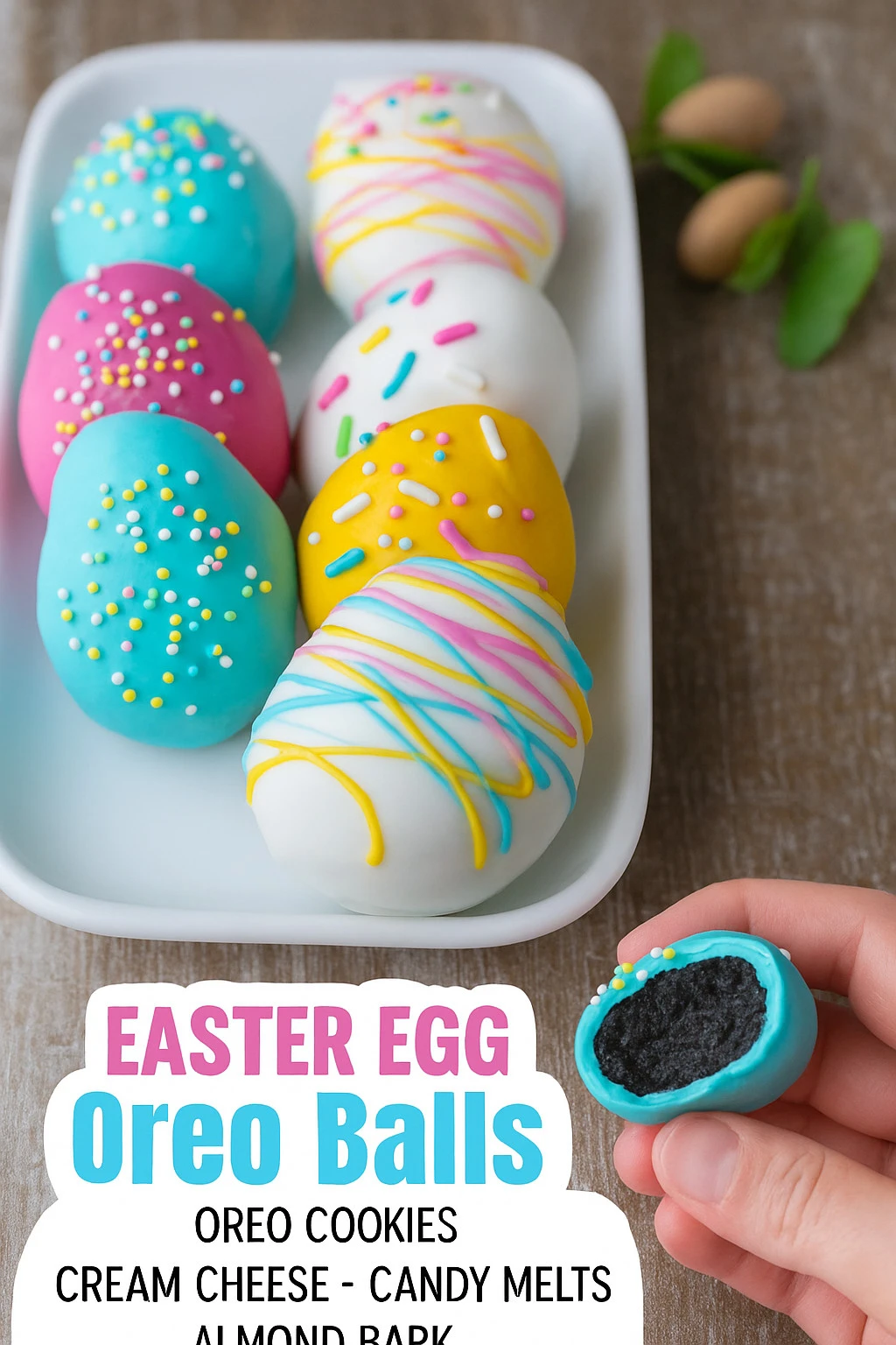 Delicious Easter Egg Oreo Balls decorated for spring festivities