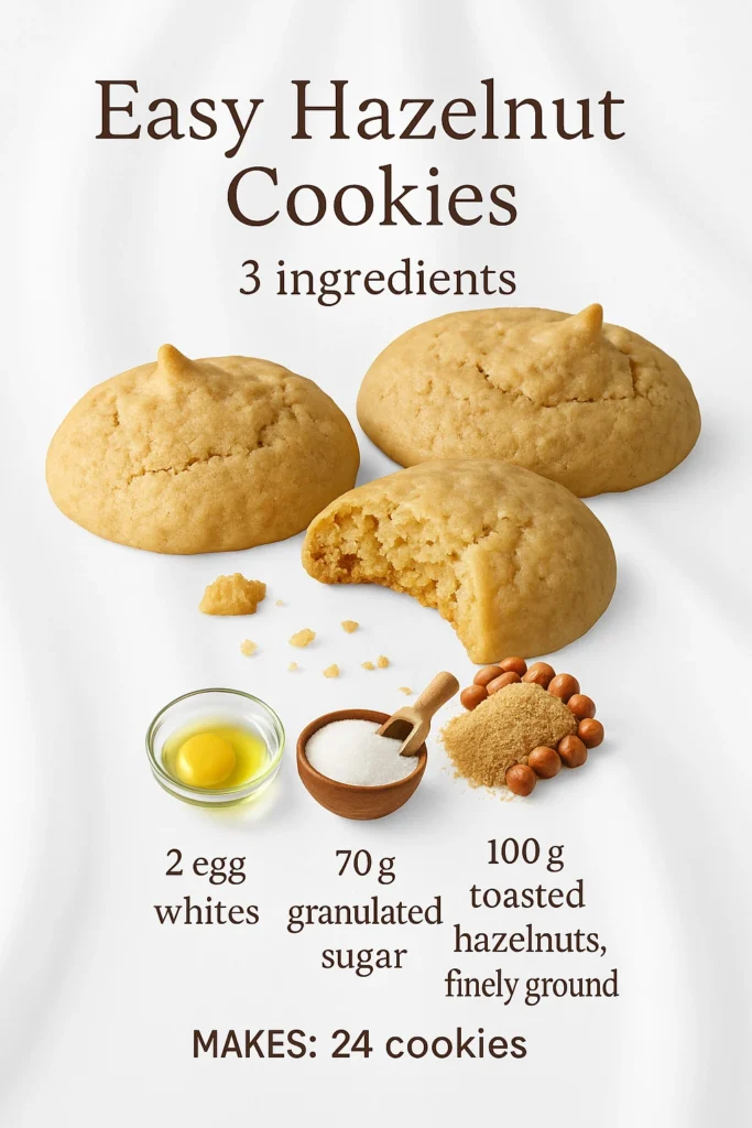 Plate of easy hazelnut cookies with chocolate drizzled on top