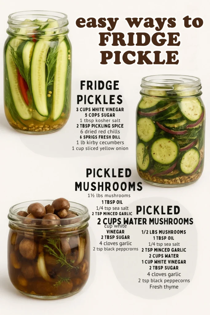 Homemade pickle preparation with fresh ingredients and spices.