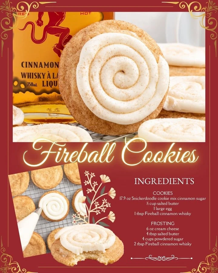 Delicious Fireball Cookies with a hint of cinnamon and sweetness.