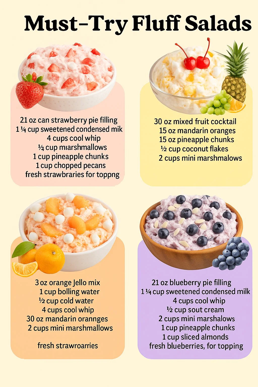 A colorful bowl of fluff salads showcasing fresh ingredients and vibrant textures.