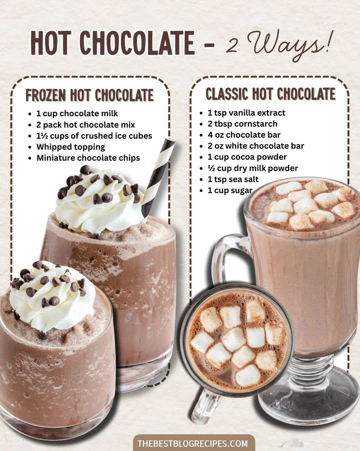 Delicious frozen hot chocolate topped with whipped cream and chocolate shavings