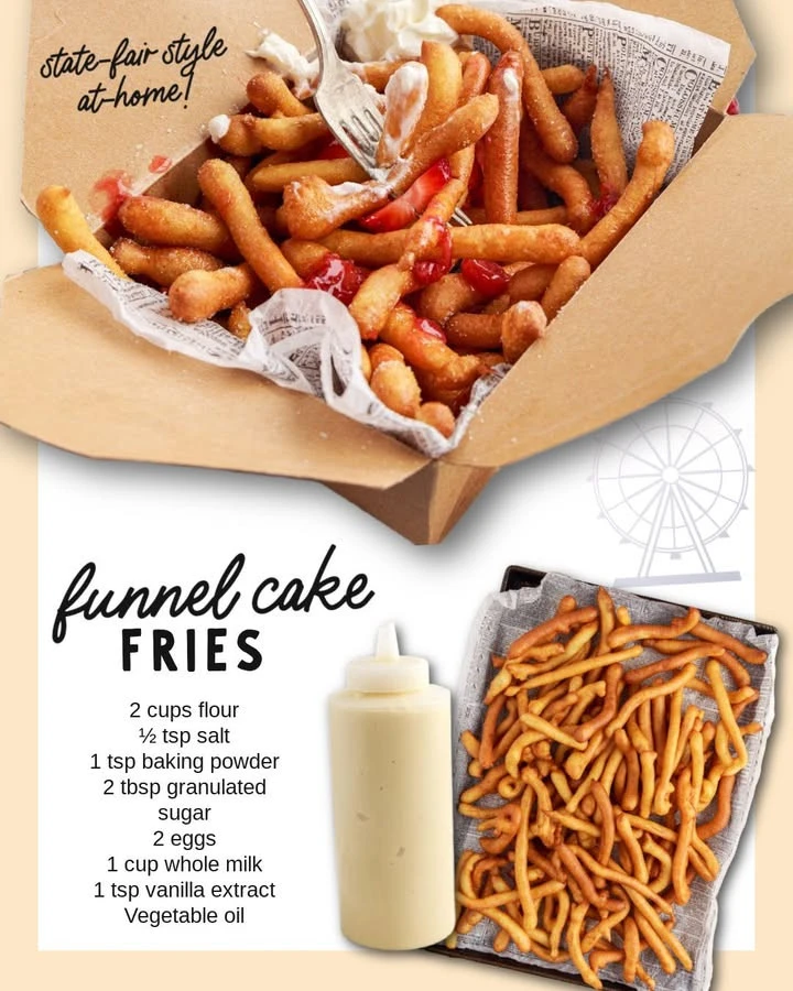 Delicious Funnel Cake Fries served warm with powdered sugar on top.