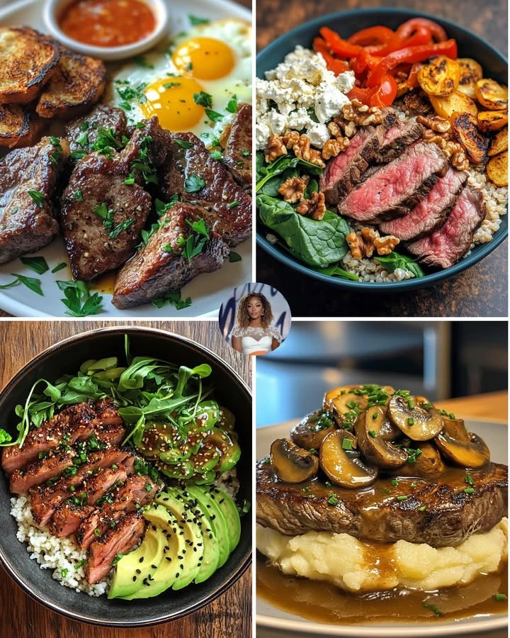 Delicious Garlic Butter Steak and Roasted Cauliflower Bowl