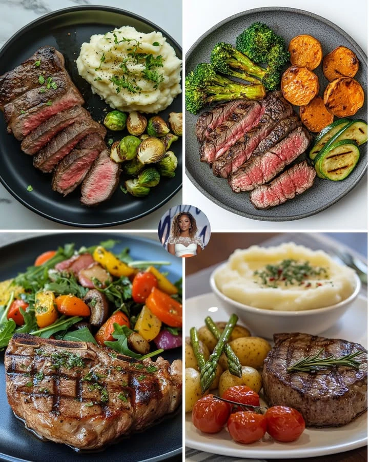 Delicious Garlic Butter Steak served with roasted potatoes on a plate