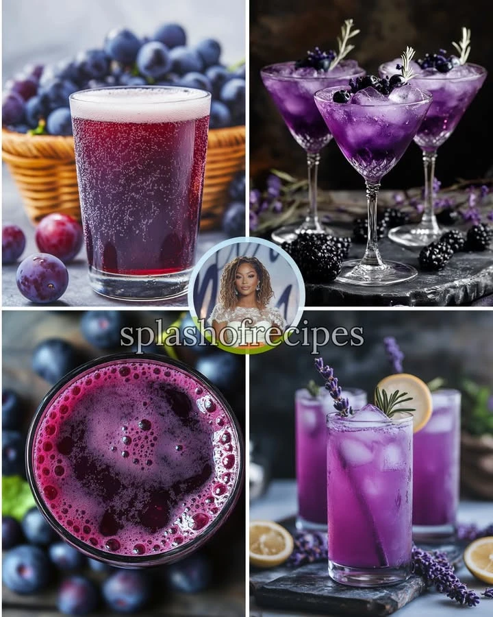 Refreshing Grape Lime Cooler beverage in a glass with lime slices.