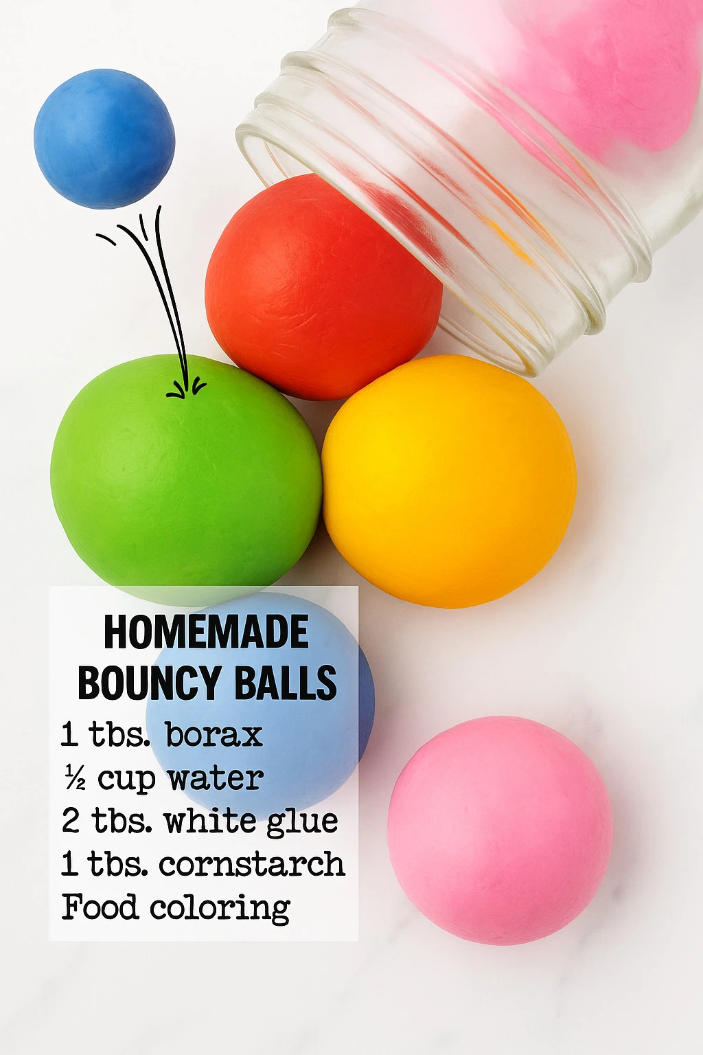 Colorful homemade bouncy balls for kids and adults