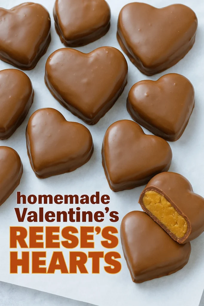 Homemade Reese's Peanut Butter Valentine’s Hearts on a decorative plate