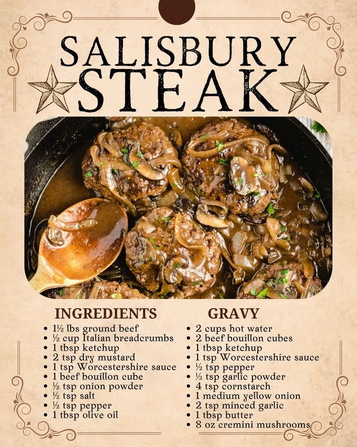 Delicious homemade Salisbury steak served with gravy and sides.