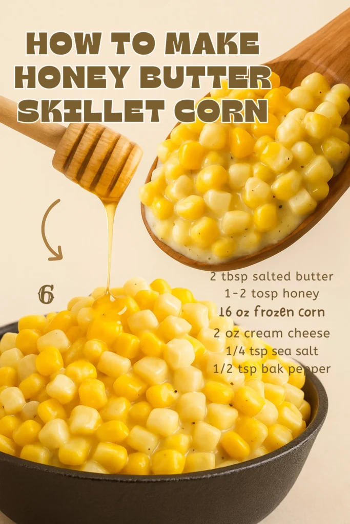 Delicious honey butter skillet corn served in a skillet