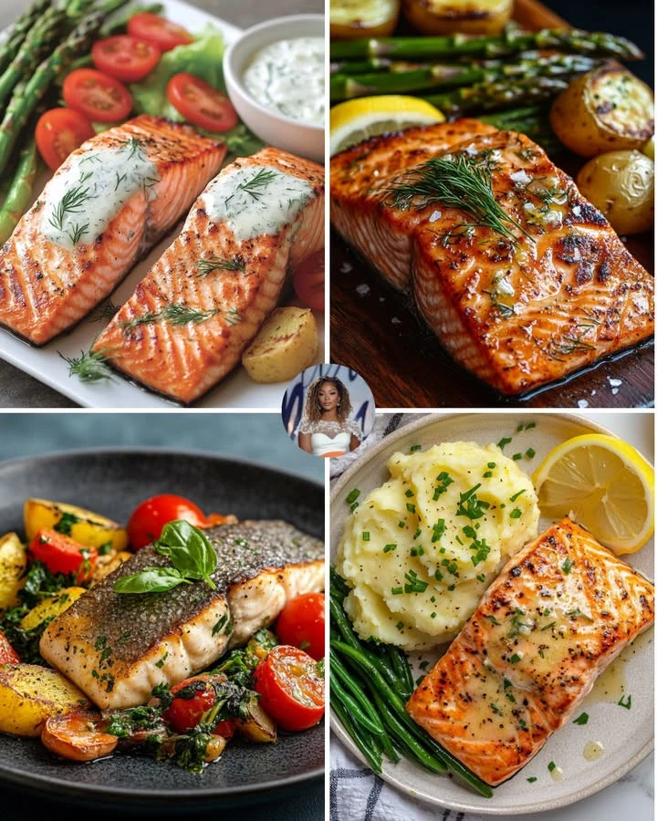 Honey Mustard Salmon with Roasted Asparagus on a plate