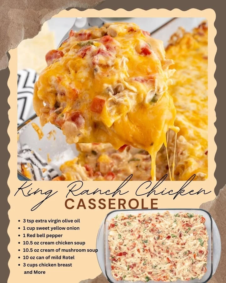 King Ranch Chicken Casserole ready to serve, showcasing a deliciously layered dish.