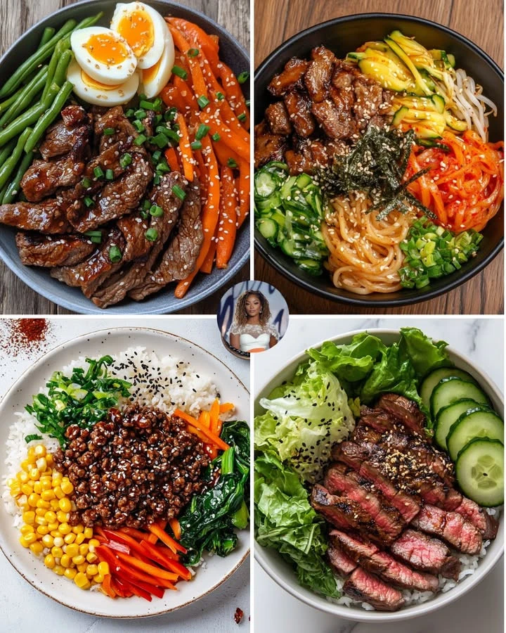 Korean Beef with roasted carrots on a plate, showcasing vibrant colors and flavors.