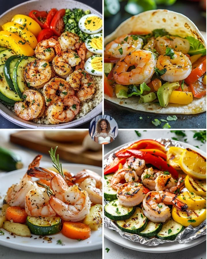 Lemon Herb Shrimp and Quinoa Bowl with fresh ingredients