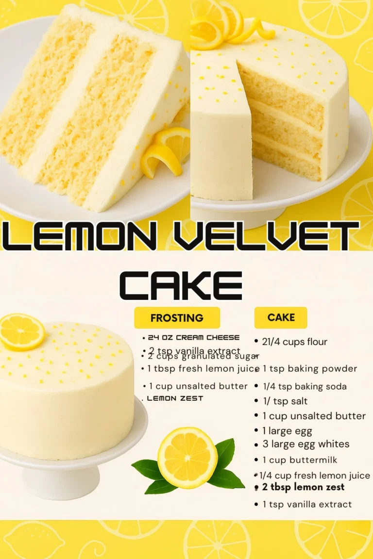 Delicious Lemon Velvet Cake with creamy lemon frosting and vibrant decoration