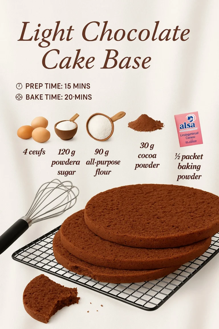 Layer of light chocolate cake base ready for frosting and decoration